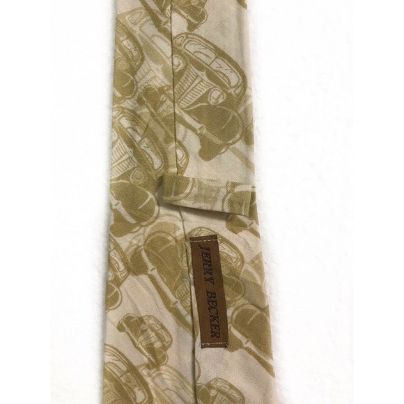 Jerry Becker Classic Cars Beige Tan Vintage Novelty Tie Necktie - Picture 3 of 6